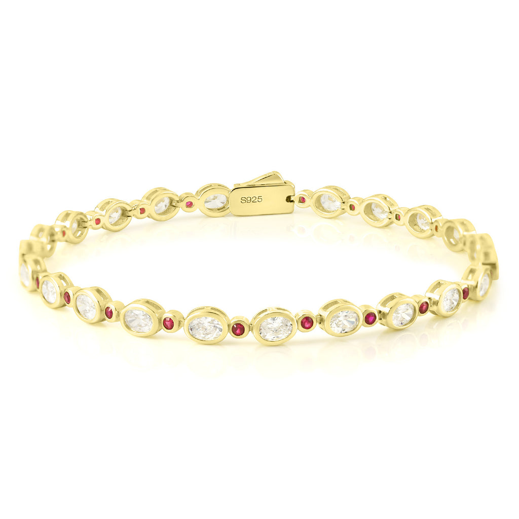 Lab-Grown Ruby Tennis Bracelet 925 Sterling Silver