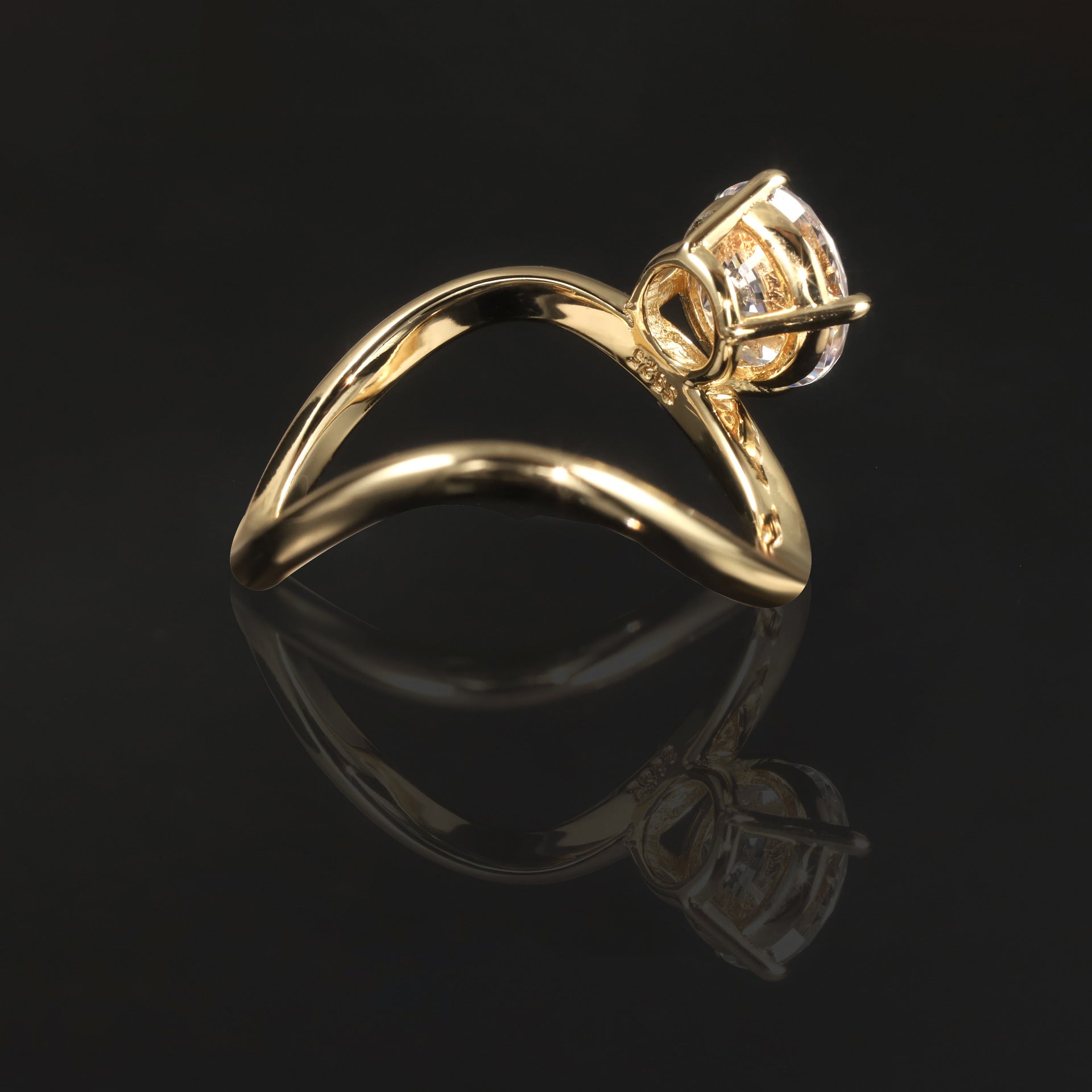 Side View of Gold-tone Lab-Grown Diamond Infinity Ring 925 Sterling Silver