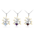 Topaz Tree of Life Pendant 925 Sterling Silver (side profile view)