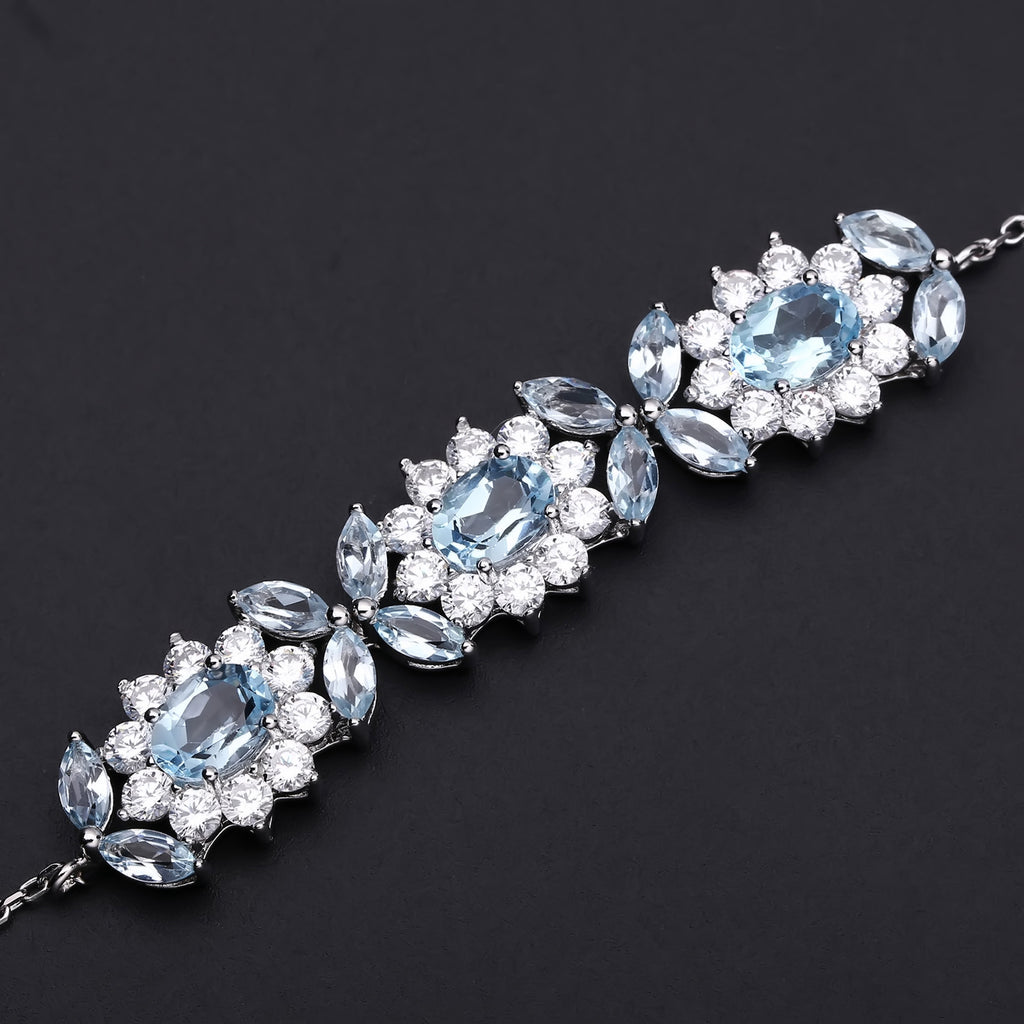 Topaz Designer Bracelet 925 Sterling Silver (gemstone setting detail)