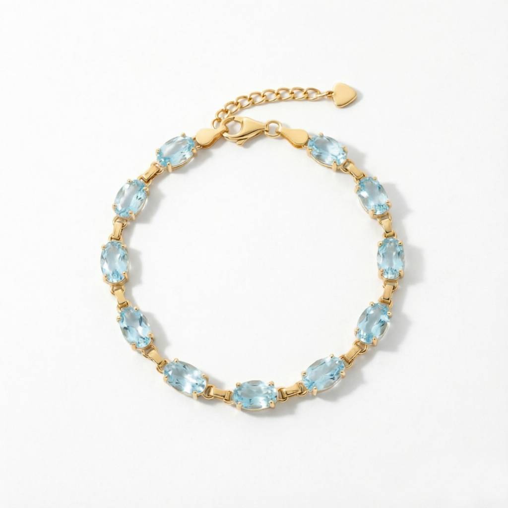 Sky Blue Topaz Trendy Bracelet 925 Sterling Silver