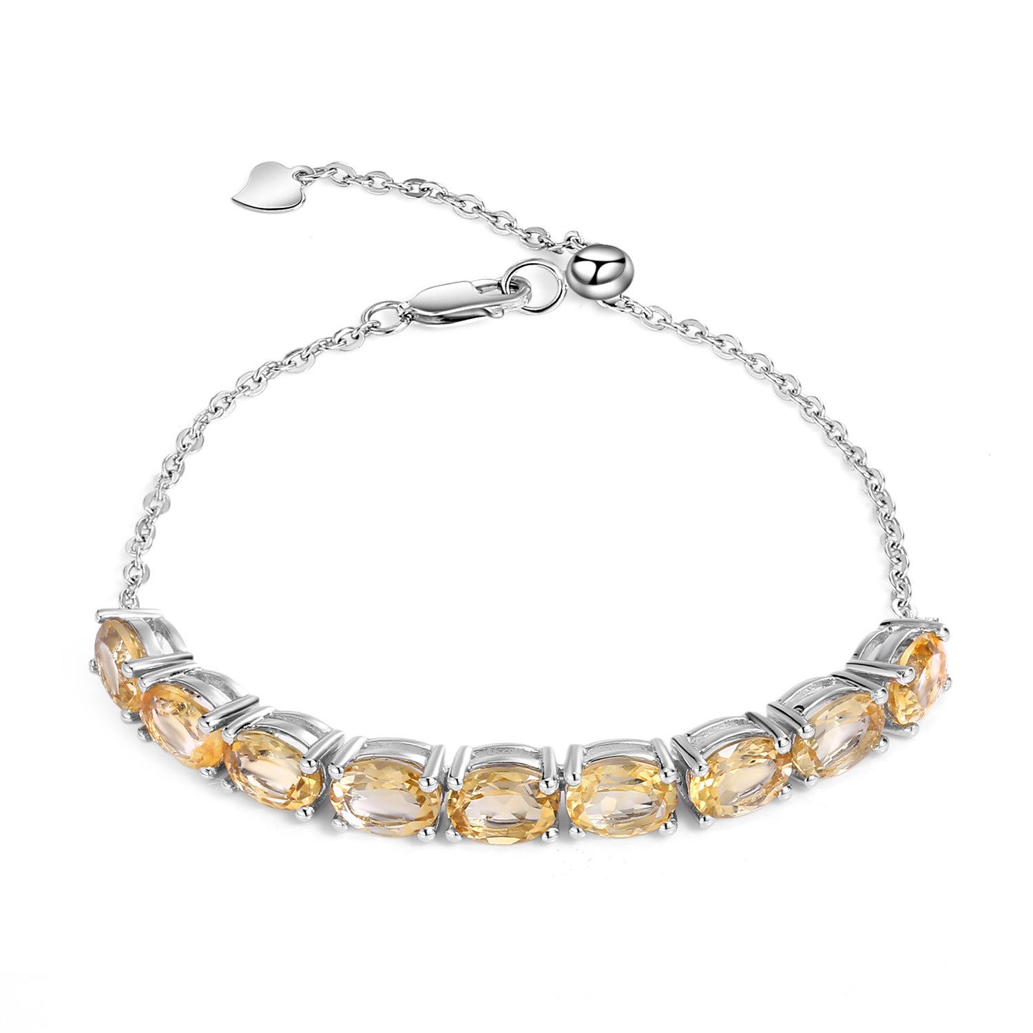 Citrine Luxury Bracelet 925 Sterling Silver (side profile view)