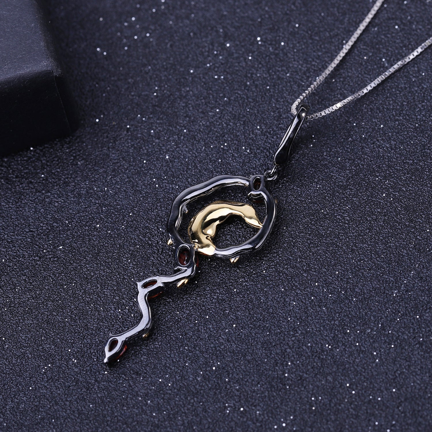 Multicolor Natural Gemstones Floral Pendant 925 Sterling Silver (side profile view)