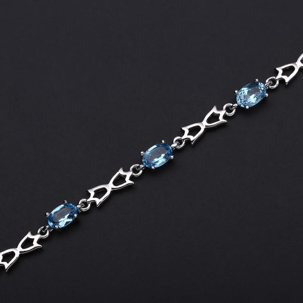 Topaz Designer Bracelet 925 Sterling Silver (gemstone setting detail)