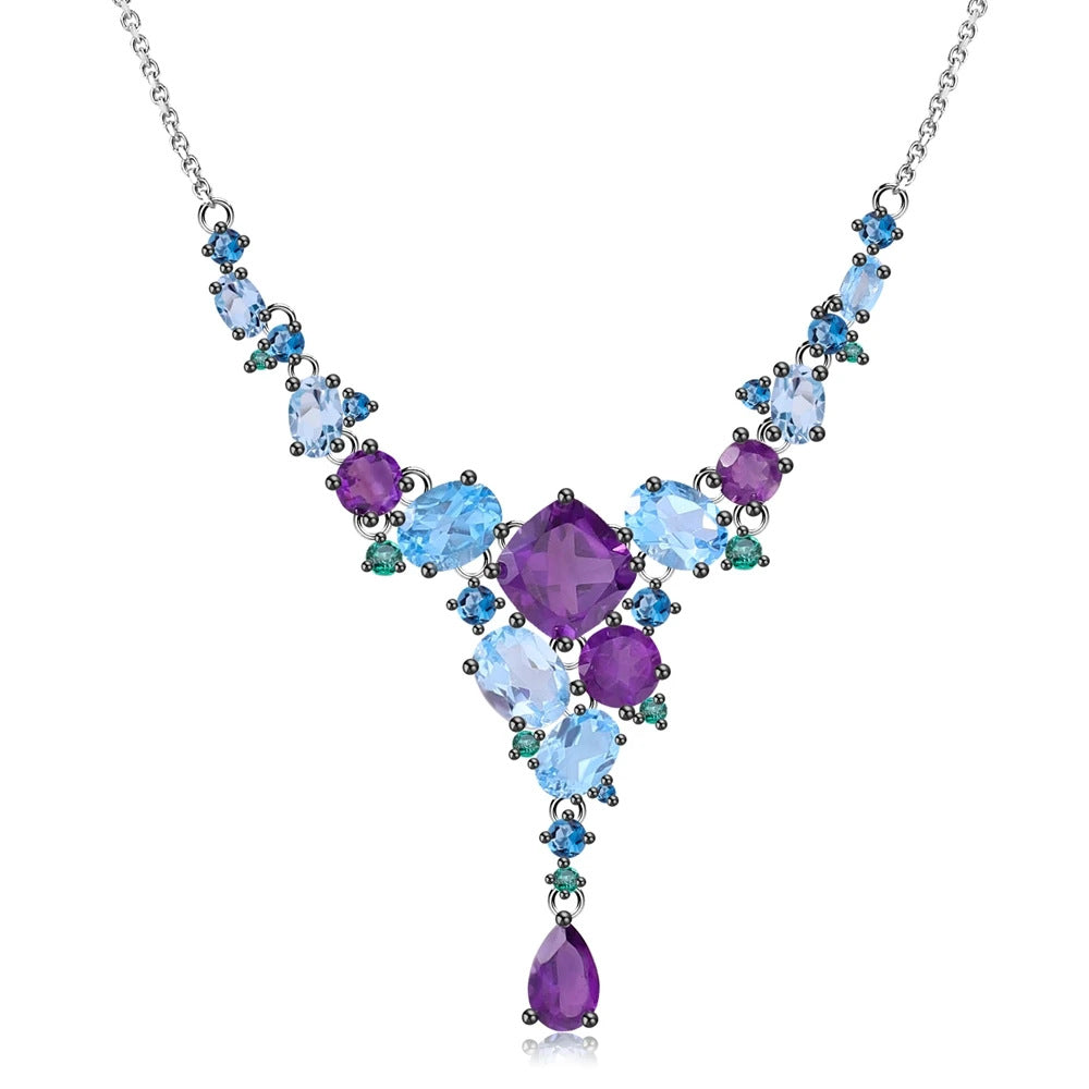Back view of the Topaz necklace showing clasp and hallmark