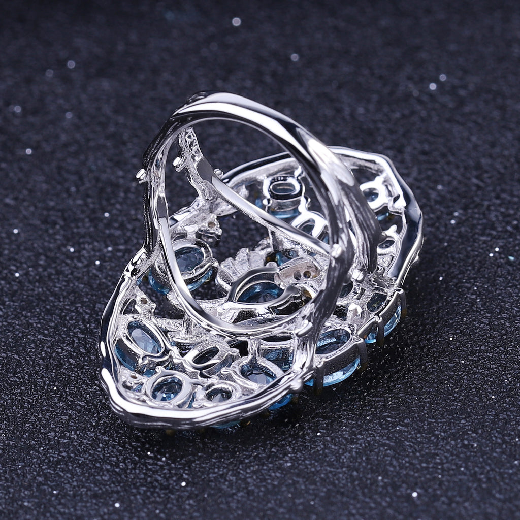 Back view of the Topaz ring showing clasp and hallmark