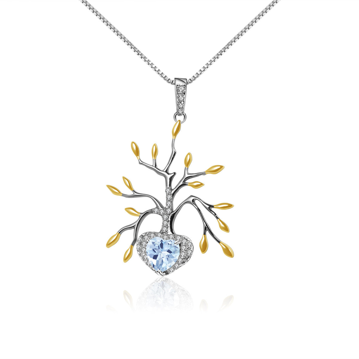 Topaz Tree of Life Pendant 925 Sterling Silver