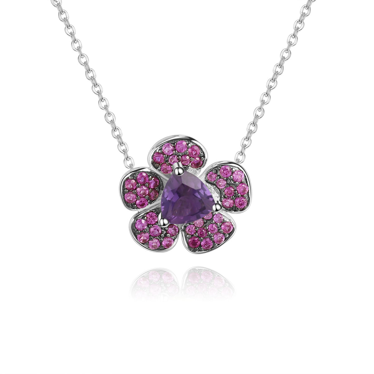 Amethyst Floral Pendant 925 Sterling Silver