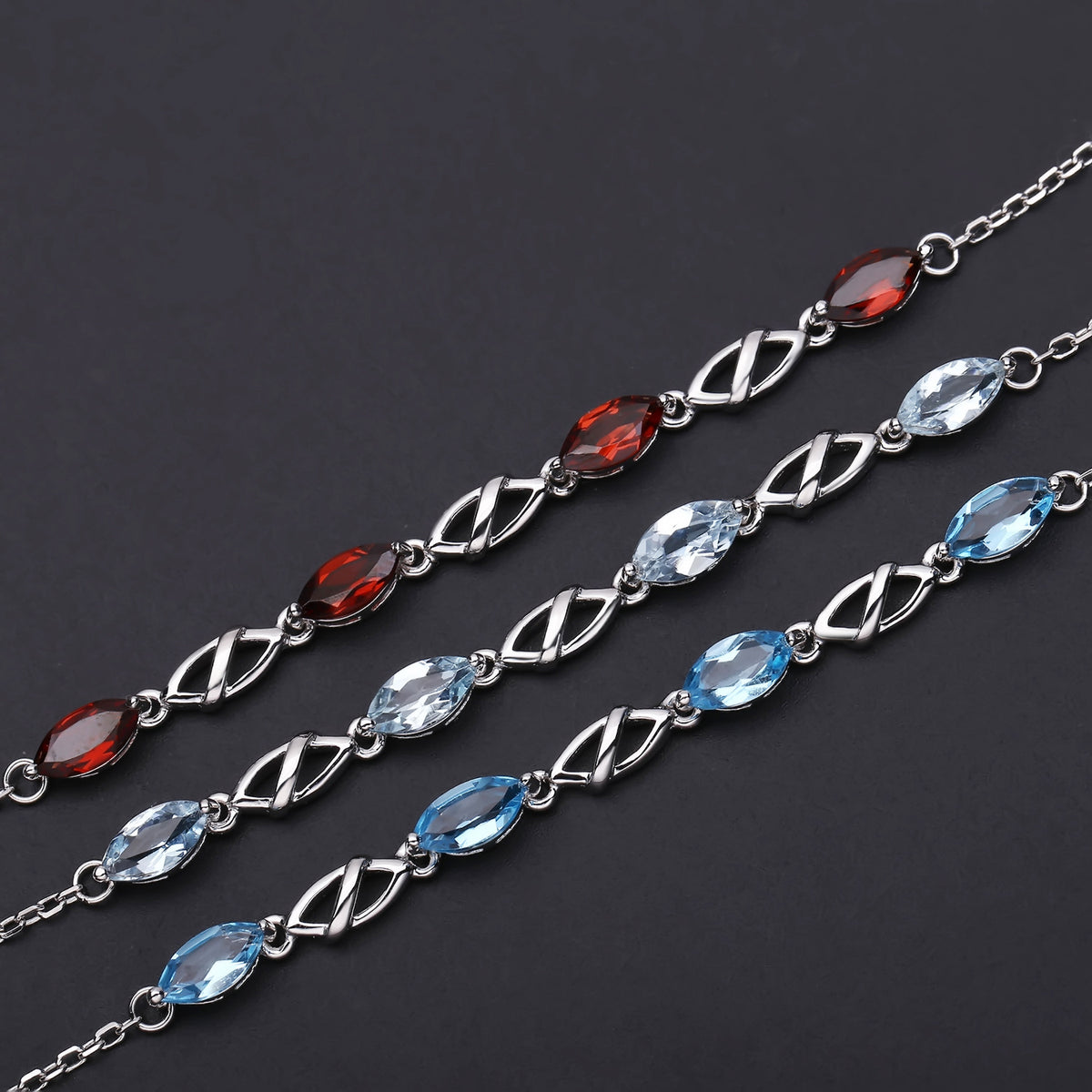 Topaz Luxury Bracelet 925 Sterling Silver (gemstone setting detail)