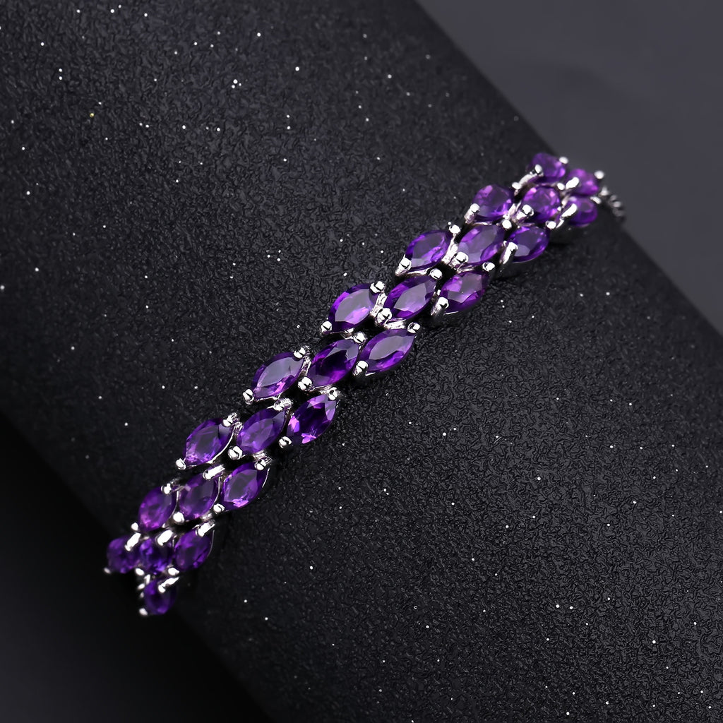 Amethyst Designer Bracelet 925 Sterling Silver (design detail close-up)