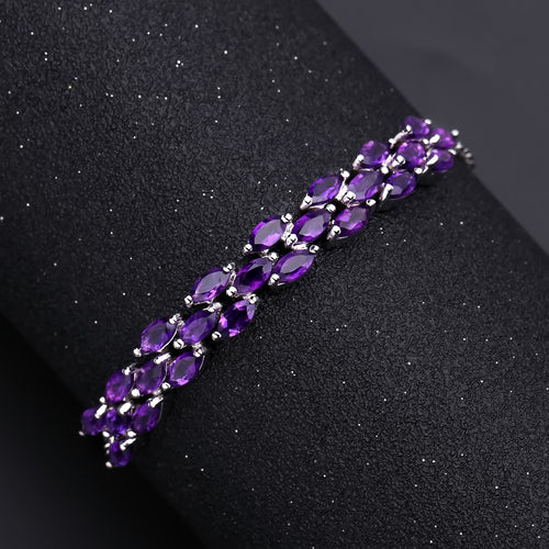Amethyst Designer Bracelet 925 Sterling Silver (design detail close-up)