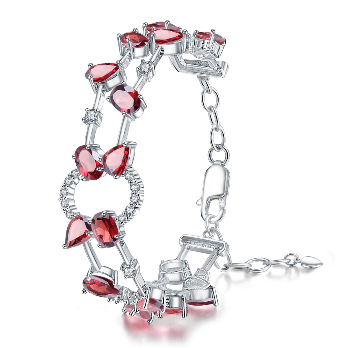 Garnet Designer Bracelet 925 Sterling Silver