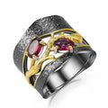 Natural Gemstone Branch Ring 925 Sterling Silver (wearing effect view)