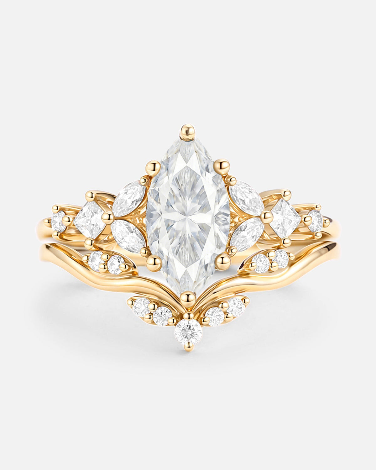 Back view of the Moissanite ring showing clasp and hallmark