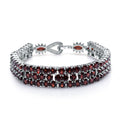 Garnet Multi-Stone Bracelet 925 Sterling Silver (side profile view)