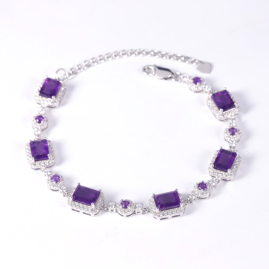 Amethyst Designer Bracelet 925 Sterling Silver (side profile view)
