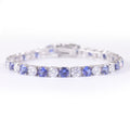 Lab-Grown Blue Sapphire 3/4/5mm Tennis Bracelet 925 Sterling Silver (side profile view)