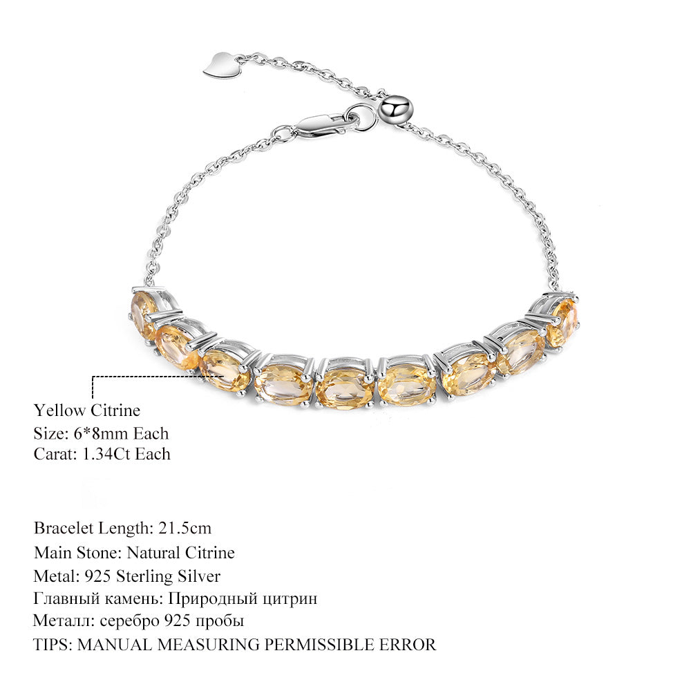 Citrine Luxury Bracelet 925 Sterling Silver (design detail close-up)