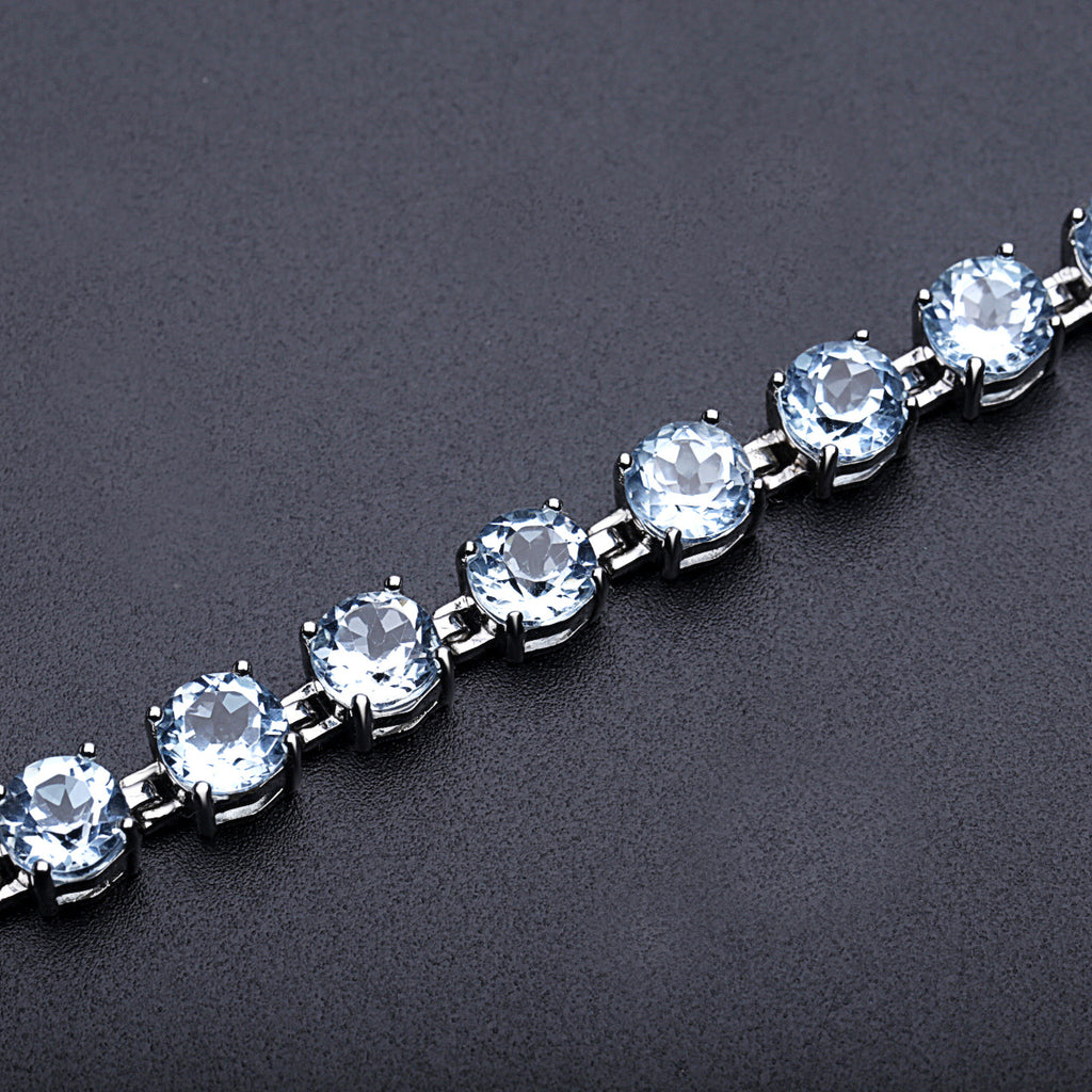 Topaz Bracelet 925 Sterling Silver (gemstone setting detail)