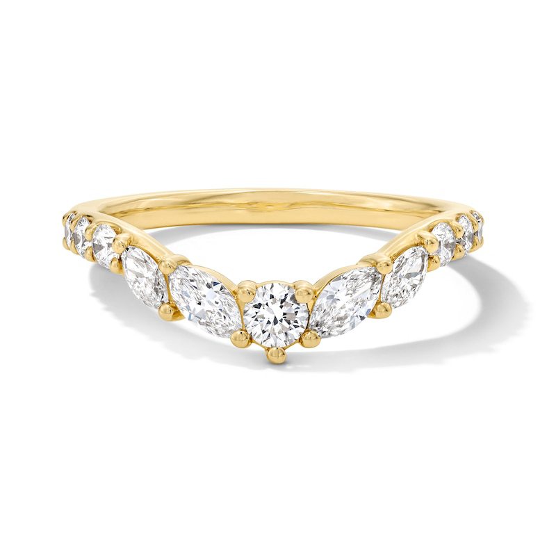 Marquise Moissanite V-Shape Ring 925 Sterling Silver 18K Gold Plated