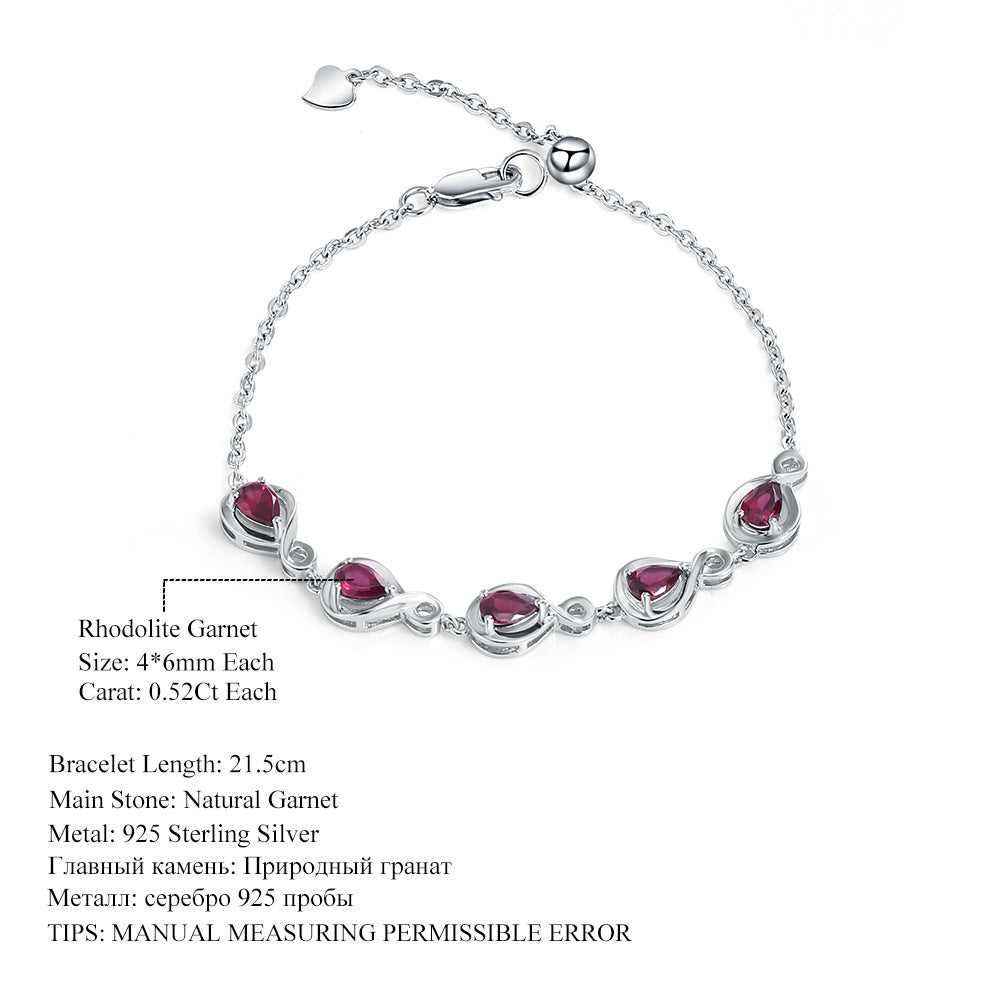 Gemstones Heart Bracelet 925 Sterling Silver (wearing effect view)