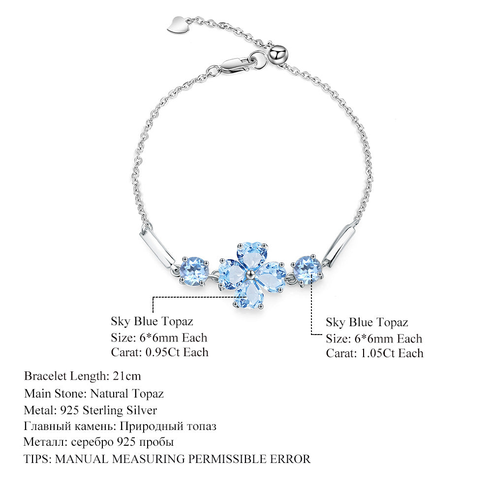 Topaz Four-Leaf Clover Bracelet 925 Sterling Silver
