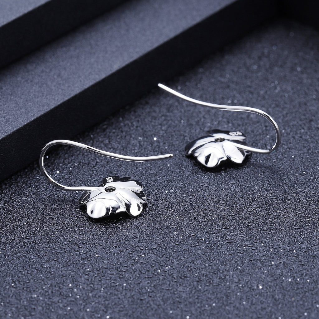 Topaz Plum Blossom Earrings 925 Sterling Silver (side profile view)