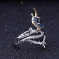 Topaz Magpie Ring 925 Sterling Silver (gemstone setting detail)