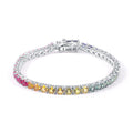 Lab-Grown Blue Sapphire 3/4/5mm Tennis Bracelet 925 Sterling Silver (side profile view)
