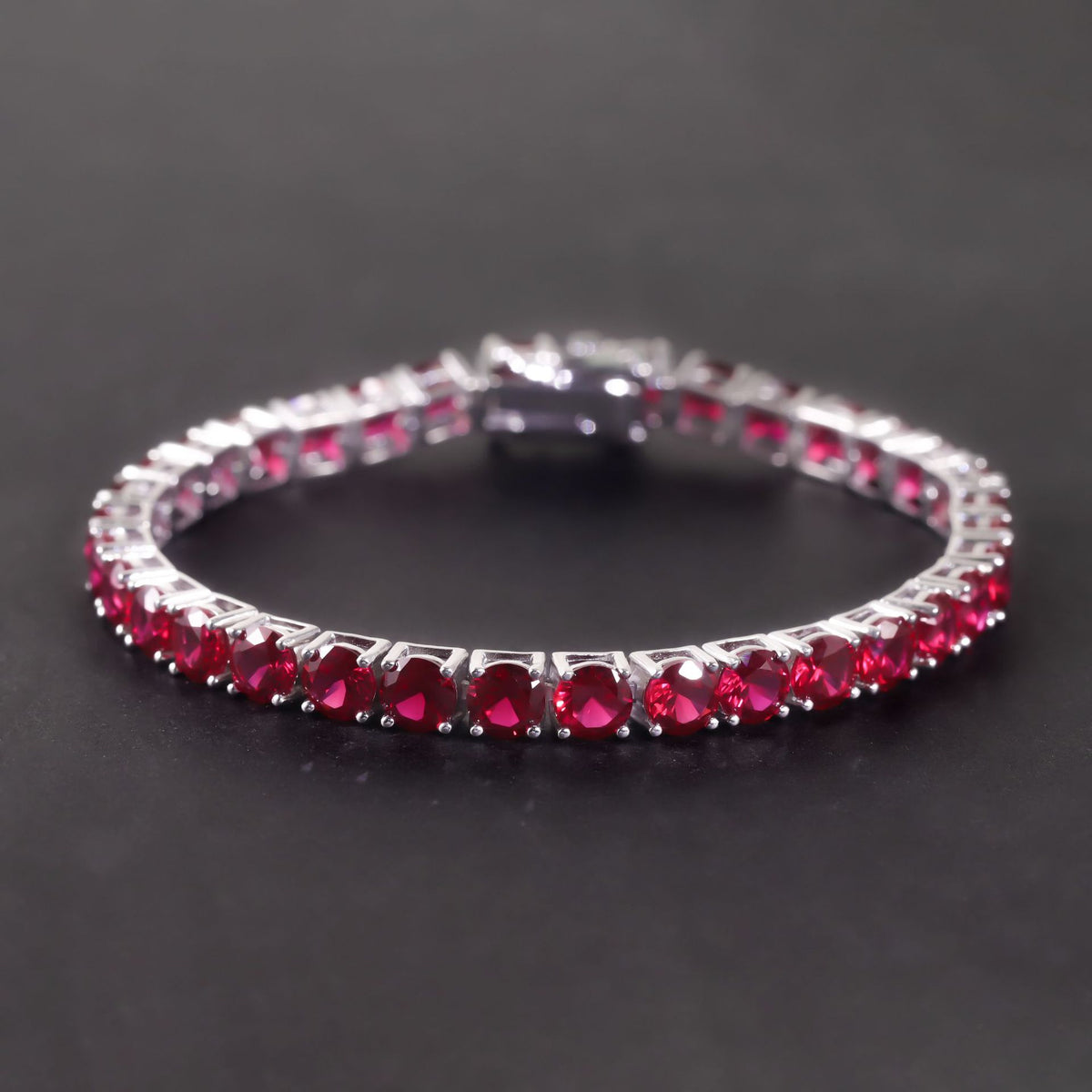 Lab-Grown Ruby 5mm Tennis Bracelet 925 Sterling Silver