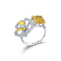 Citrine Butterfly Adjustable Ring 925 Sterling Silver