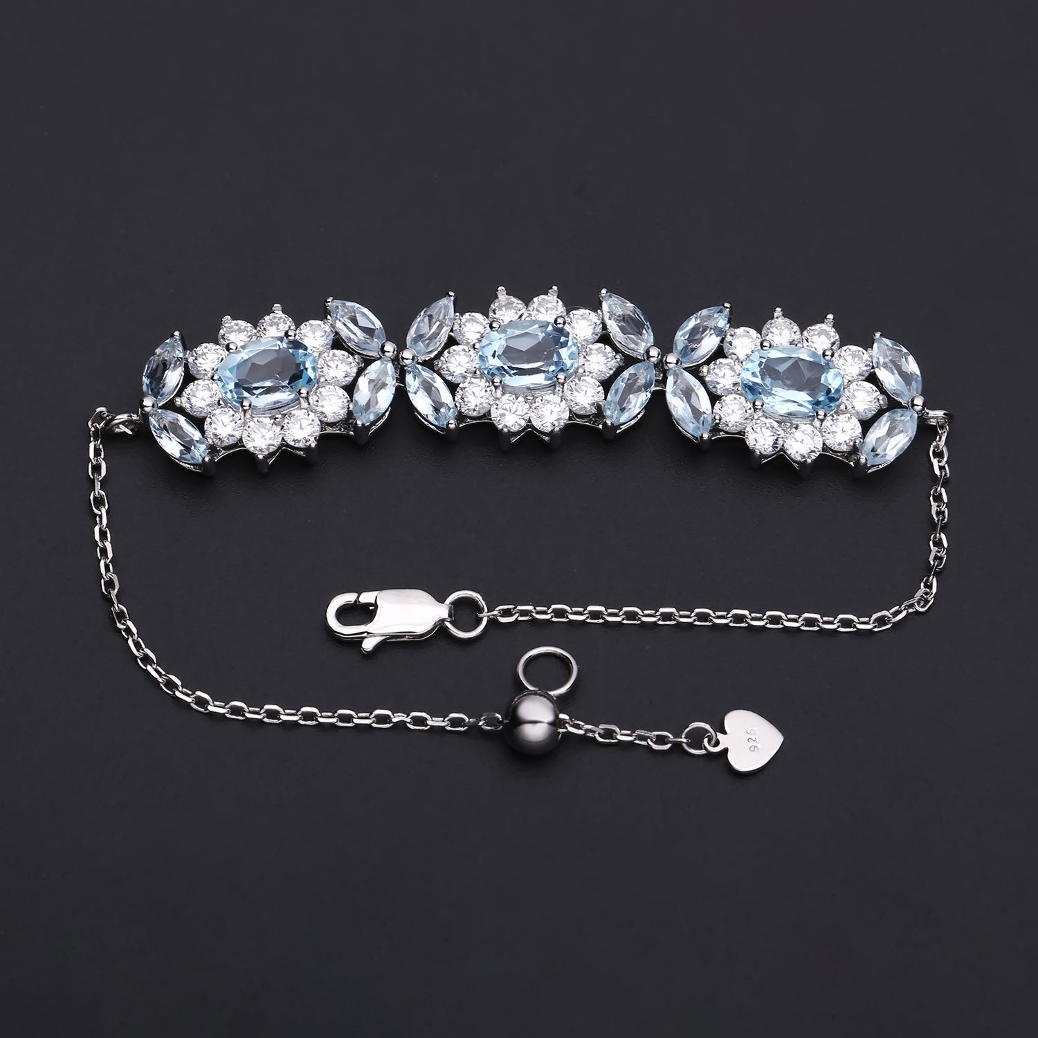 Topaz Designer Bracelet 925 Sterling Silver (design detail close-up)