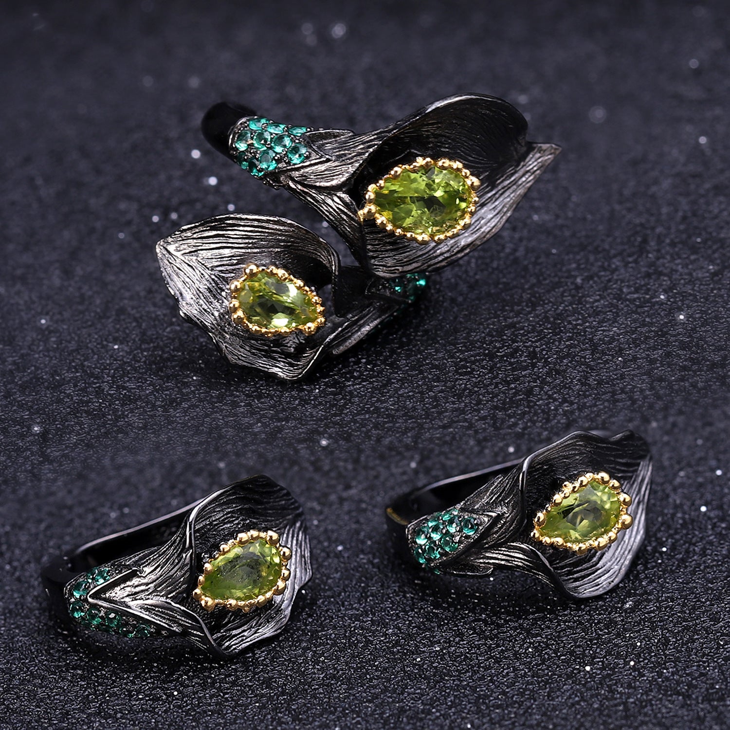 Peridot Nature-Inspired Earrings 925 Sterling Silver (side profile view)