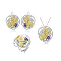 Multicolor Natural Gemstones Nature-Inspired Pendant 925 Sterling Silver (side profile view)