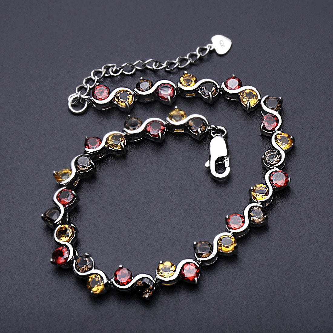 Gemstones Designer Bracelet 925 Sterling Silver (design detail close-up)