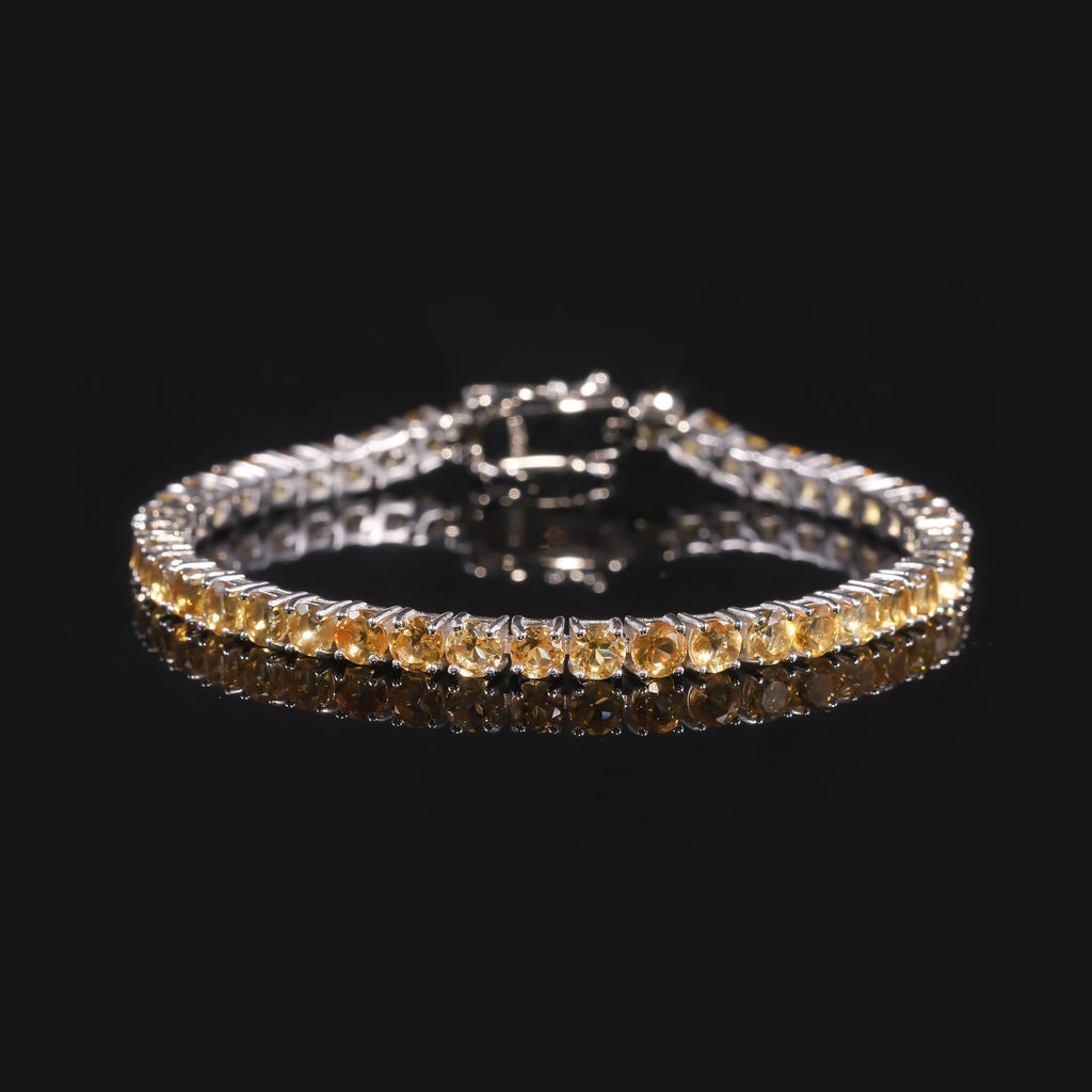 White Topaz 3/4/5/6mm Tennis Bracelet 925 Sterling Silver (gemstone setting detail)