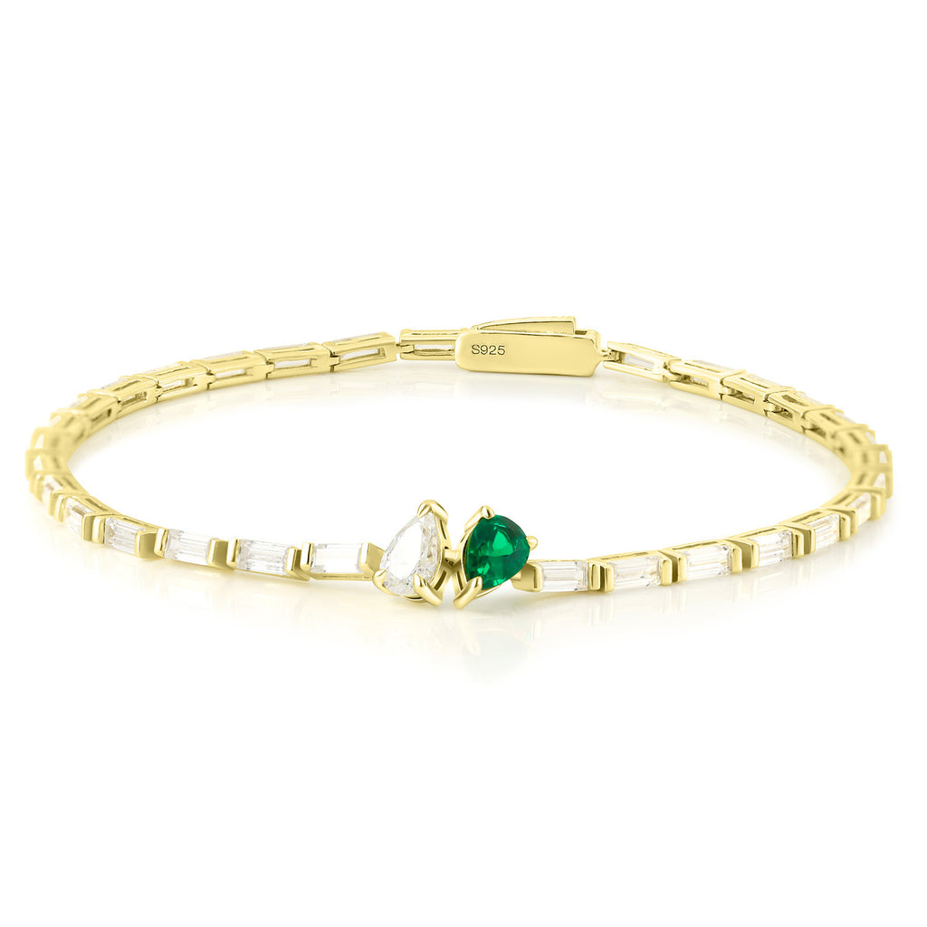 Lab-Grown Emerald Tennis Bracelet 925 Sterling Silver