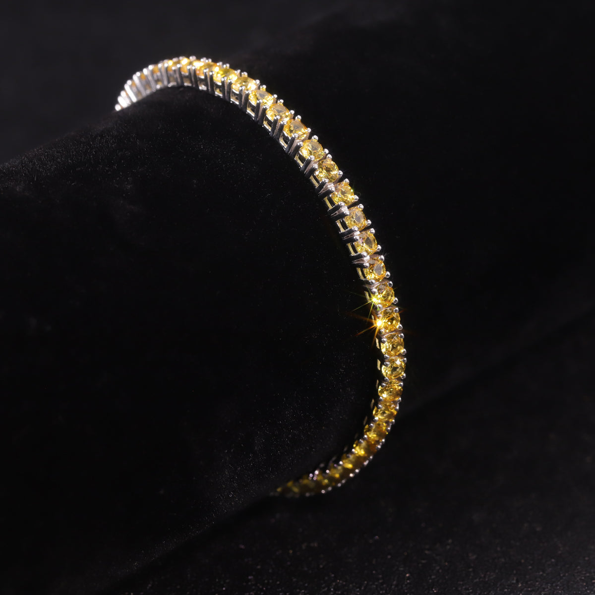 Lab-Grown Blue Sapphire 3/4/5mm Tennis Bracelet 925 Sterling Silver