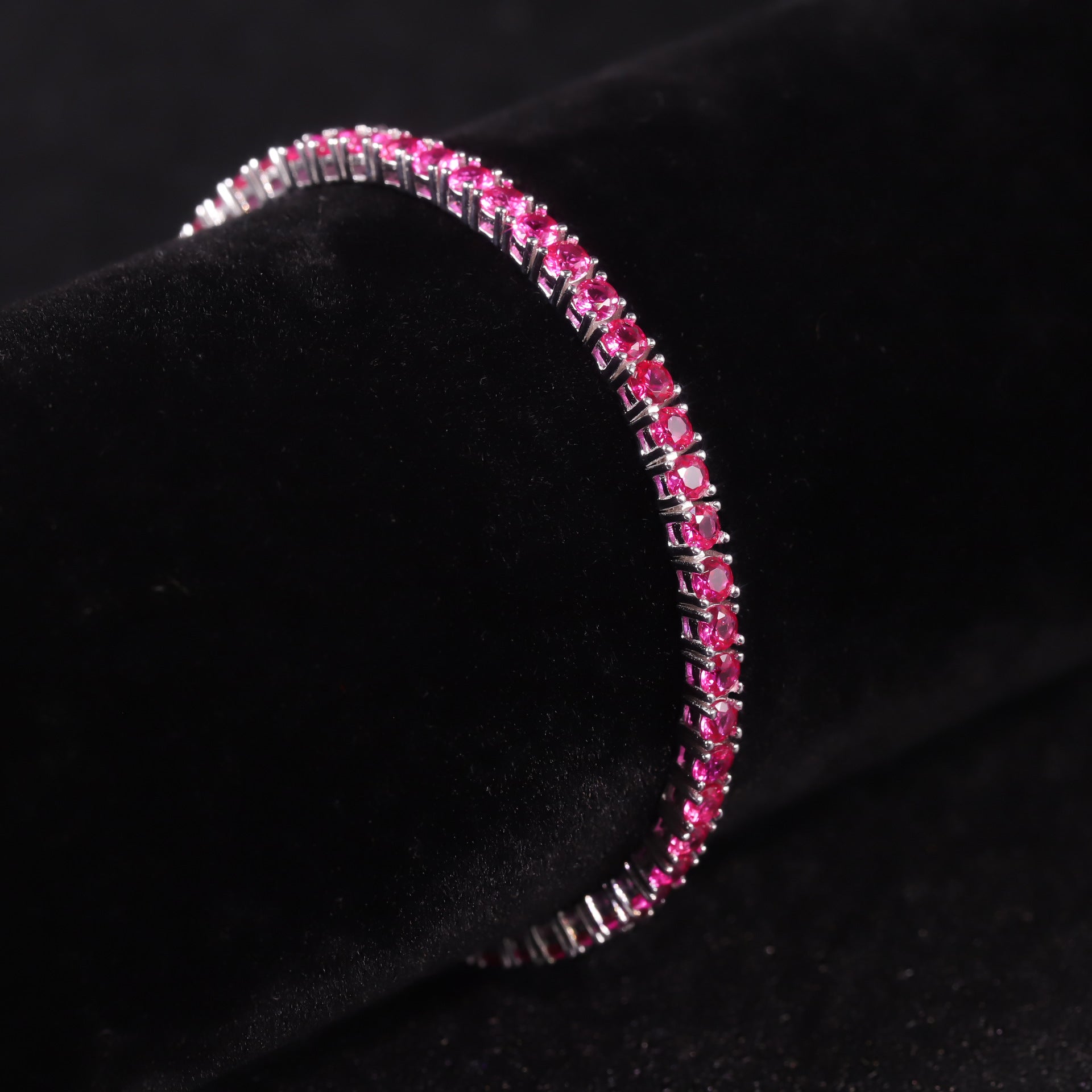 Lab-Grown Ruby 3/4/5mm Tennis Bracelet 925 Sterling Silver