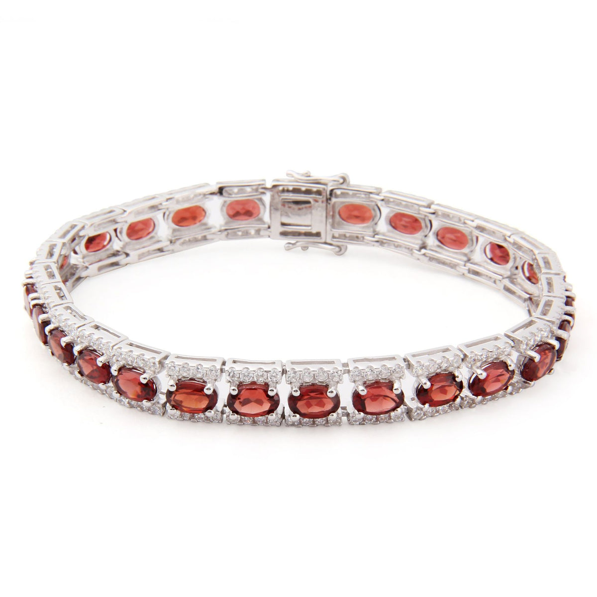 925 Sterling Silver Topaz & Garnet Bracelet