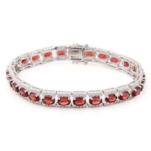 925 Sterling Silver Topaz & Garnet Bracelet