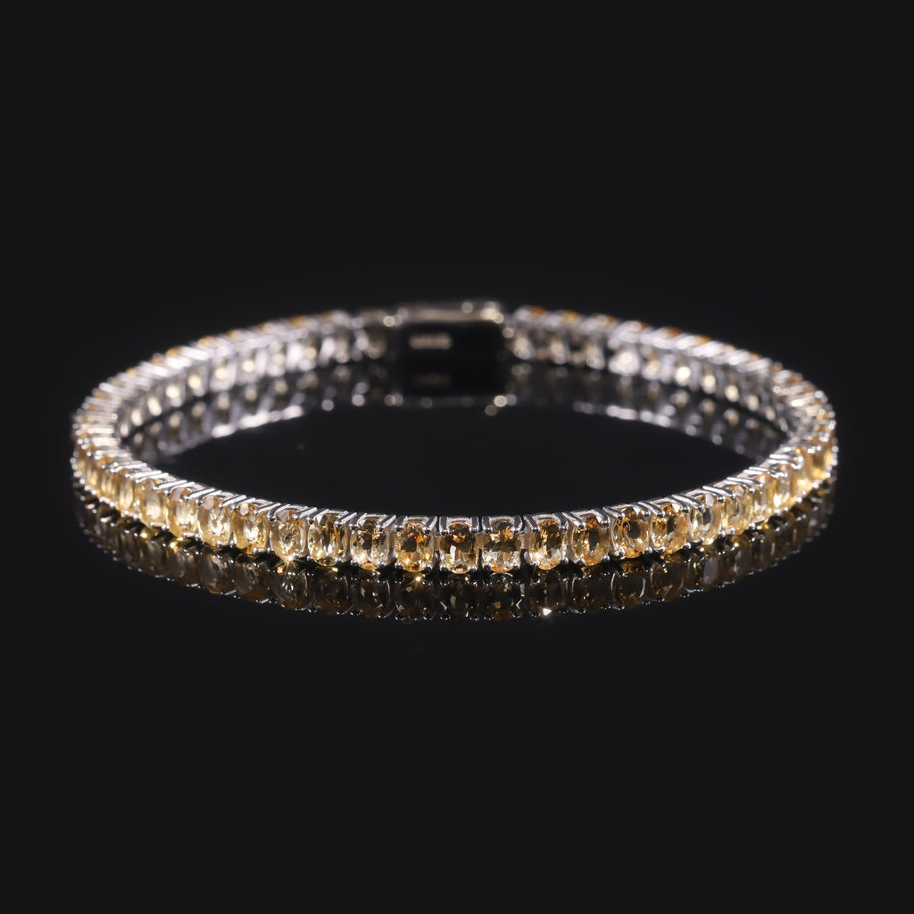 Citrine Tennis Bracelet 925 Sterling Silver (design detail close-up)