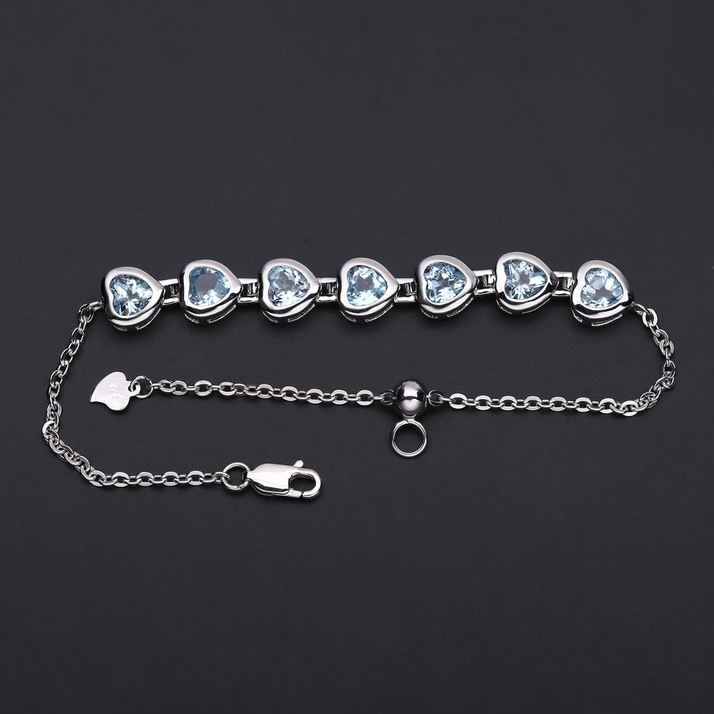 Topaz Heart-Shaped Bracelet 925 Sterling Silver (gemstone setting detail)