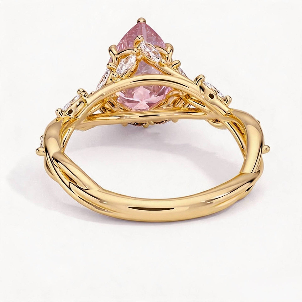2ct / 2.18ct Pink Lab-Grown Diamond Floral Ring 925 Sterling Silver - Pink Stone Detail