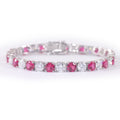Lab-Grown Ruby 3/4/5mm Tennis Bracelet 925 Sterling Silver (side profile view)