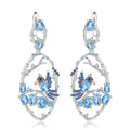 Natural Gemstone Birds Among the Branches Earrings 925 Sterling Silver (wearing effect view)