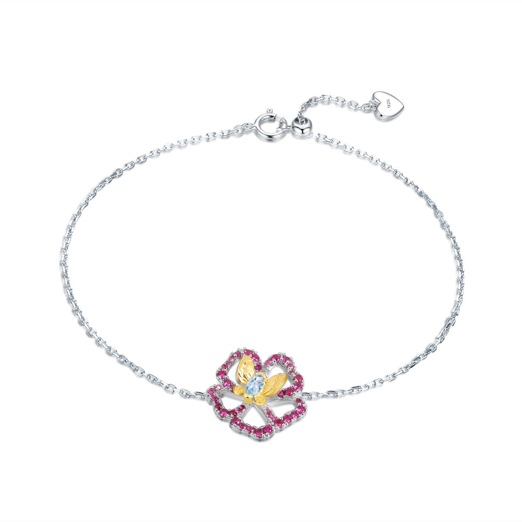 Topaz Floral Bracelet 925 Sterling Silver
