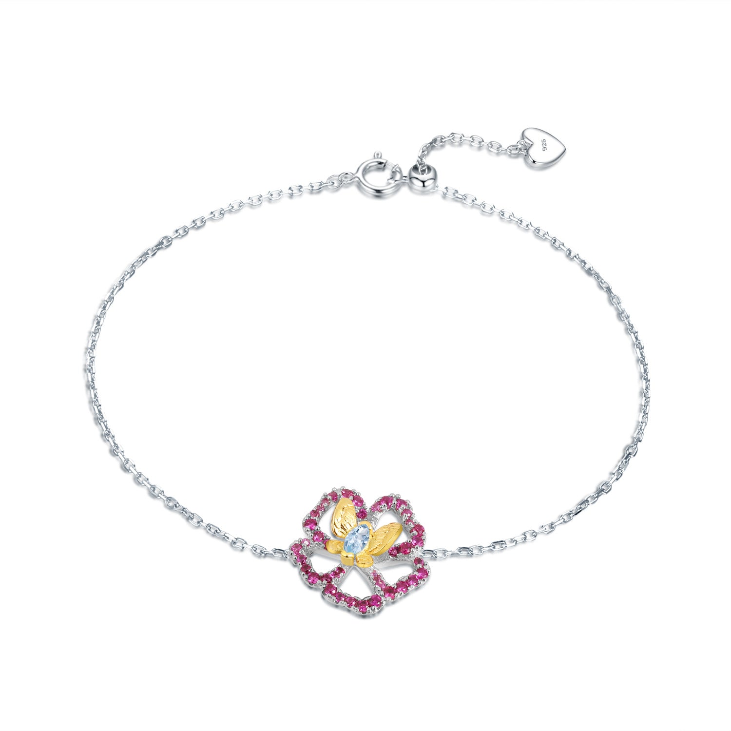 Topaz Floral Bracelet 925 Sterling Silver