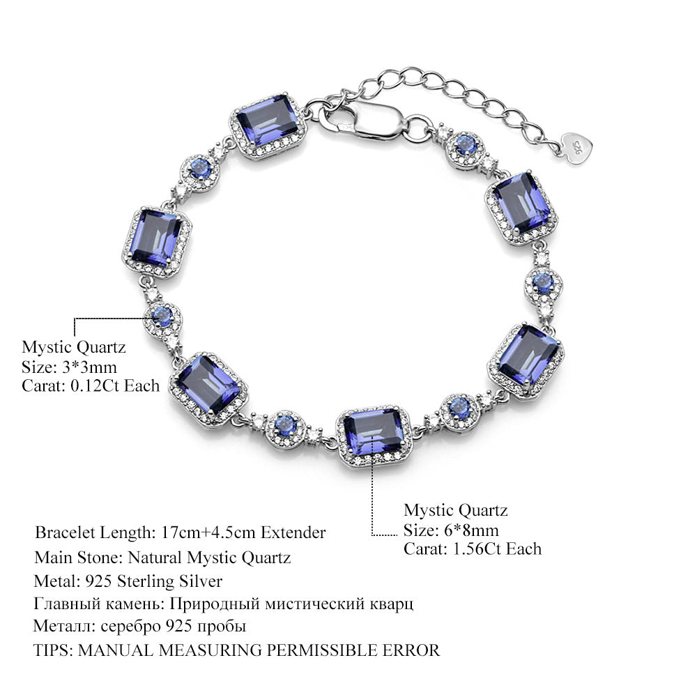 Natural Gemstone Designer Bracelet 925 Sterling Silver (side profile view)