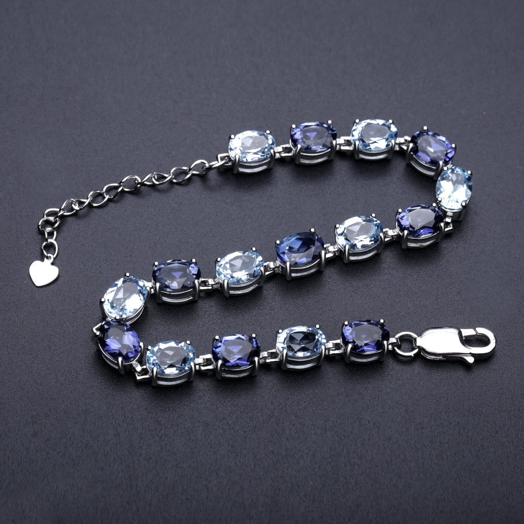Topaz Luxury Bracelet 925 Sterling Silver (gemstone setting detail)
